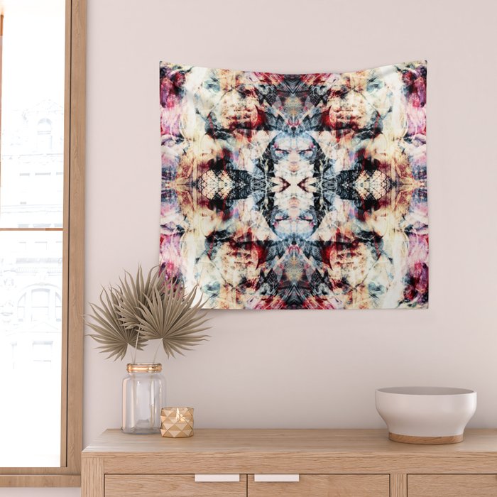 Colorful Abstract Batik Butterfly Rorschach Ink Blot Art Universe No5 Wall Tapestry Gallery Image 2