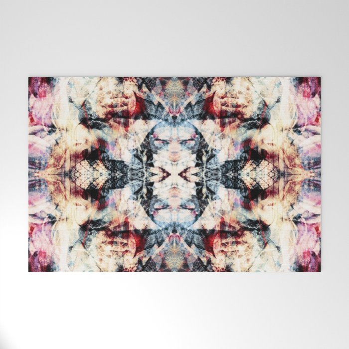 Colorful Abstract Batik Butterfly Rorschach Ink Blot Art Universe No5 Welcome Mat Gallery Image 1