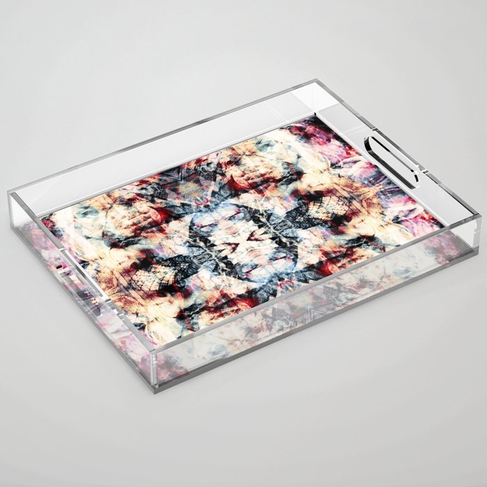 Colorful Abstract Batik Butterfly Rorschach Ink Blot Art Universe No5 Acrylic Tray Gallery Image 1