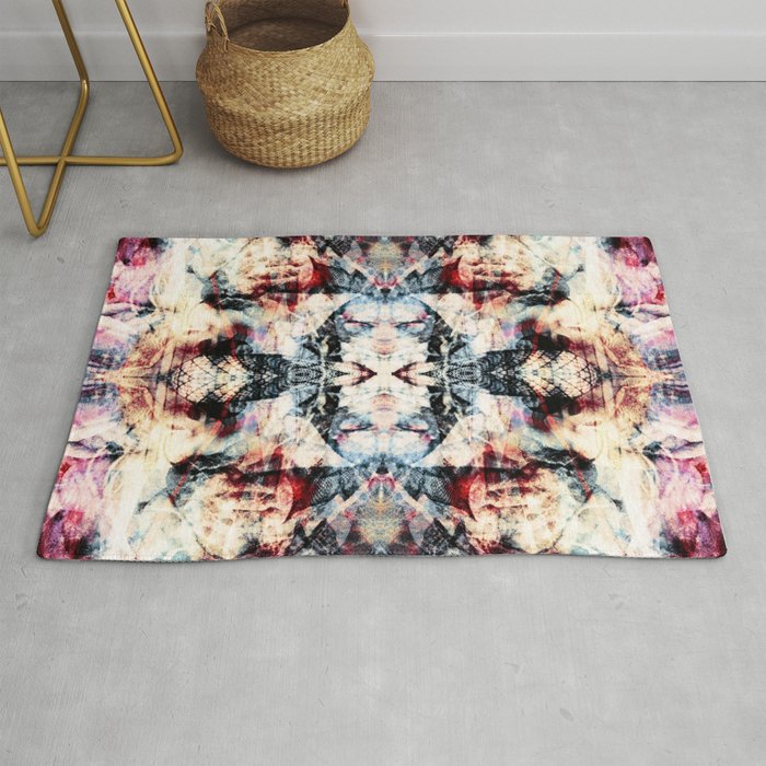 Colorful Abstract Batik Butterfly Rorschach Ink Blot Art Universe No5 Rug Gallery Image 1