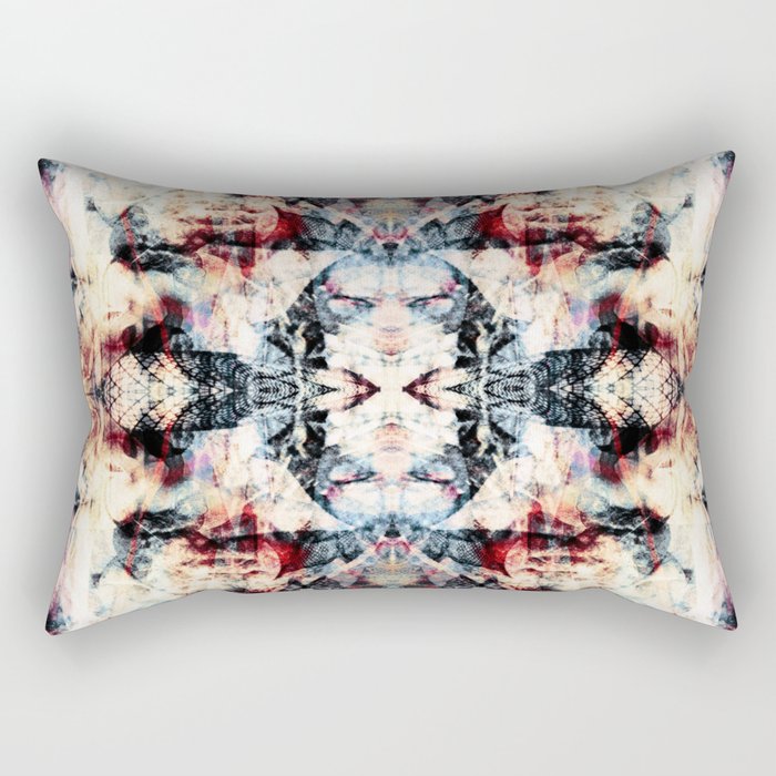 Colorful Abstract Batik Butterfly Rorschach Ink Blot Art Universe No5 Rectangular Pillow Gallery Image 2
