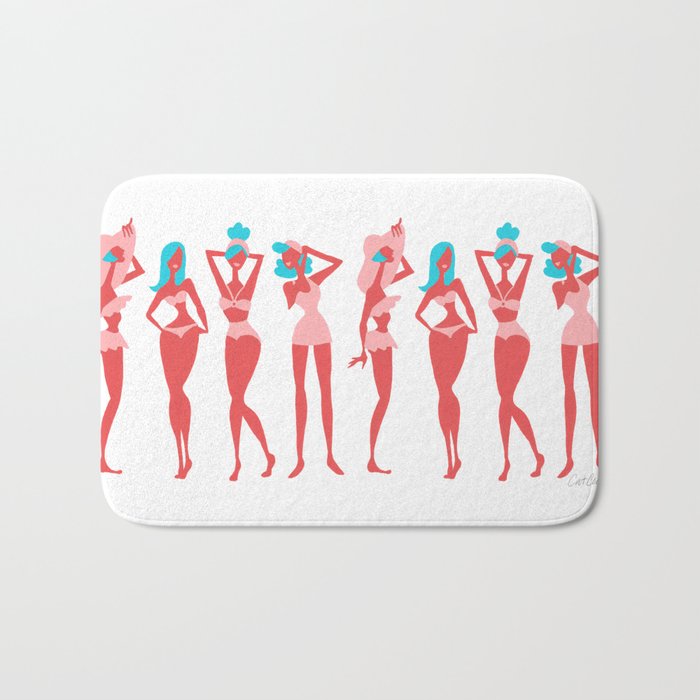 Beach Bombshells - Cyan & Coral Palette Bath Mat Gallery Image 1
