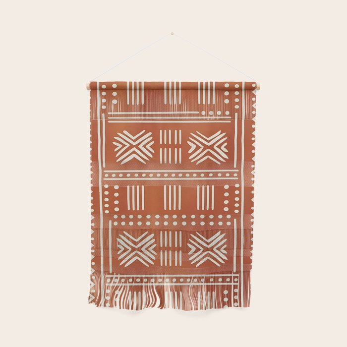 Geometric Tribal Pattern on Terracotta Wall Hanging Gallery Image 1