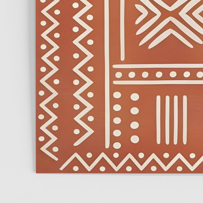 Geometric Tribal Pattern on Terracotta Poster Gallery Image 3