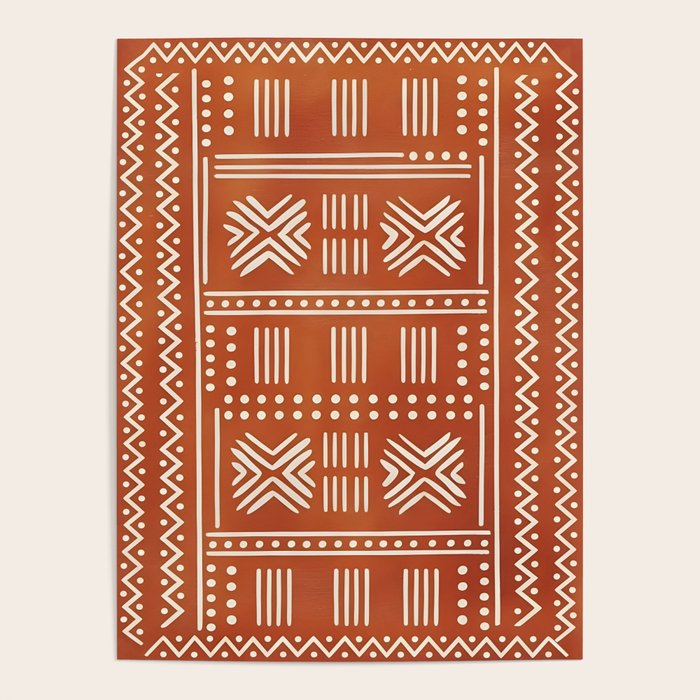 Geometric Tribal Pattern on Terracotta Poster Gallery Image 4