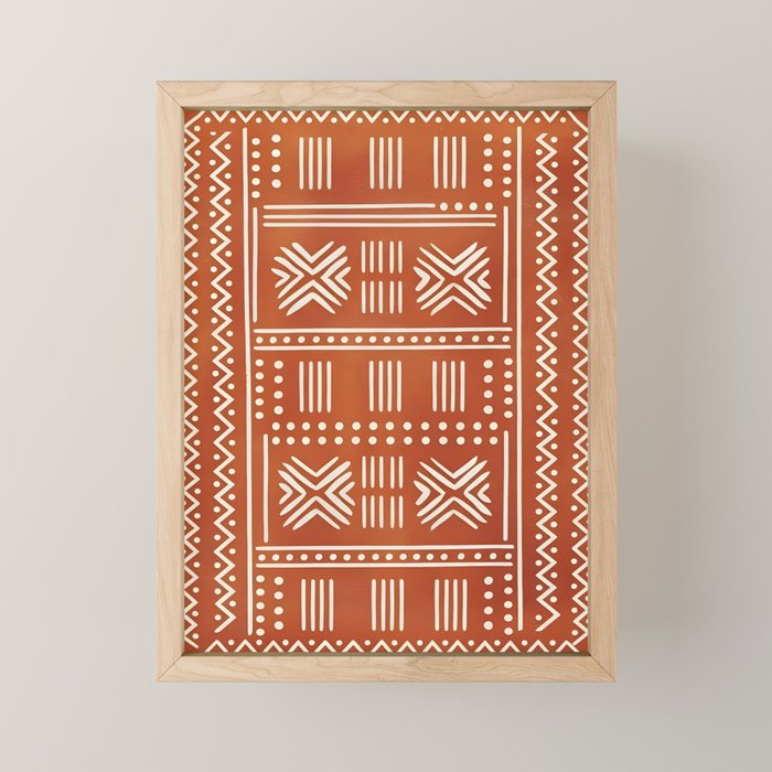 Geometric Tribal Pattern on Terracotta Mini Art Print Gallery Image 1