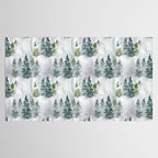 Watercolor forest green snow Christmas pine tree Tablecloth Gallery Image 2