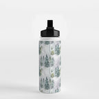 Watercolor forest green snow Christmas pine tree Water Bottle Gallery Image 2