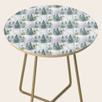 Watercolor forest green snow Christmas pine tree Side Table Gallery Image 2