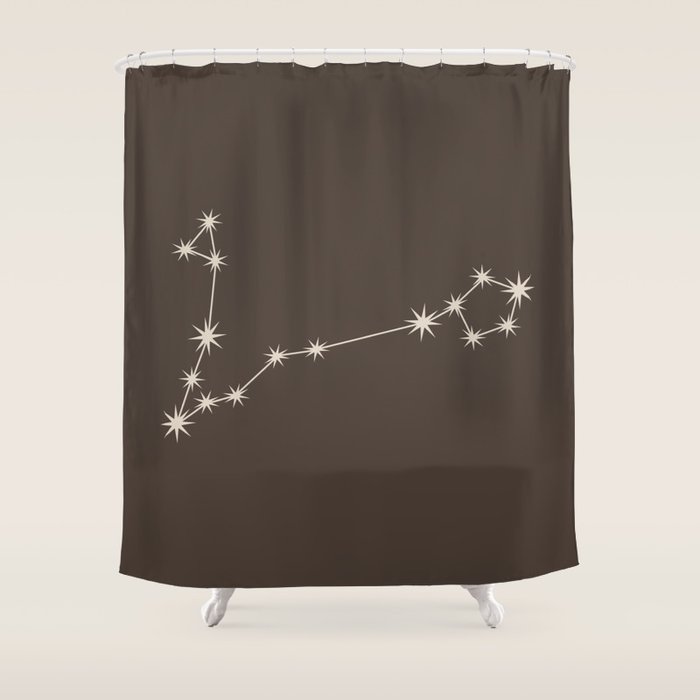 Pisces Zodiac Star Constellation Line Art Coffee Brown Shower Curtain Gallery Image 1