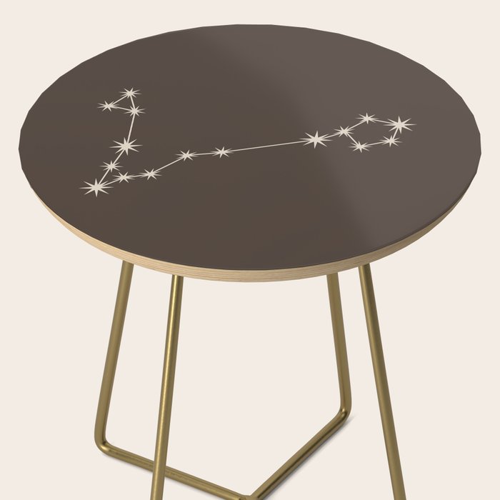 Pisces Zodiac Star Constellation Line Art Coffee Brown Side Table Gallery Image 2