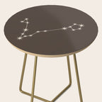 Pisces Zodiac Star Constellation Line Art Coffee Brown Side Table Gallery Image 2