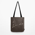 Pisces Zodiac Star Constellation Line Art Coffee Brown Tote Bag Gallery Image 2