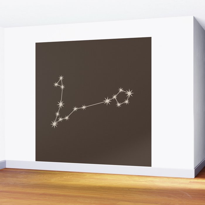 Pisces Zodiac Star Constellation Line Art Coffee Brown Wall Mural Gallery Image 2
