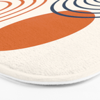 Mid Century Modern Geometric 199 in Navy Blue Orange Bath Mat Gallery Image 3