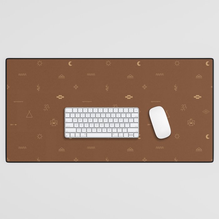 Southwestern Symbolic Pattern in Rust & Tan Desk Mat Gallery Image 1