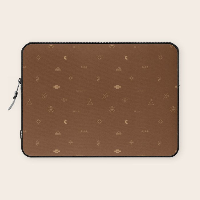 Southwestern Symbolic Pattern in Rust & Tan Laptop Sleeve Gallery Image 1