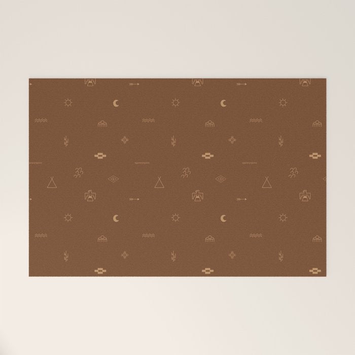 Southwestern Symbolic Pattern in Rust & Tan Welcome Mat Gallery Image 1