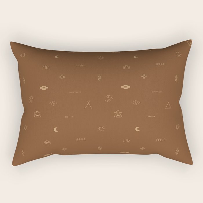 Southwestern Symbolic Pattern in Rust & Tan Rectangular Pillow Gallery Image 2