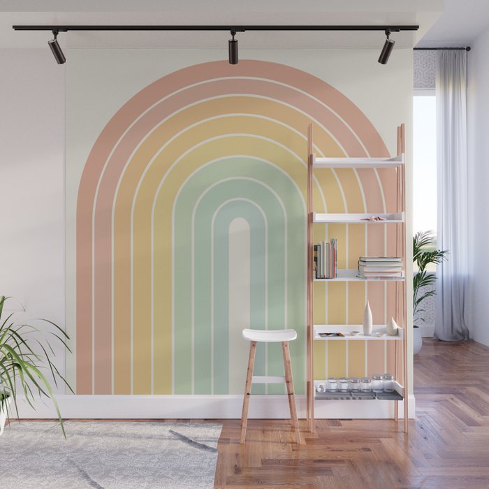 Gradient Arch XIV Pastel Mid Century Modern Rainbow Wall Mural Gallery Image 1