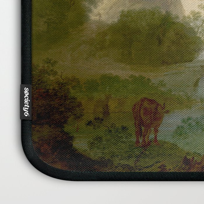 A Landscape with Distant Classical Ruins, a Bridge, Figures, and Cattle Laptop Sleeve Gallery Image 3