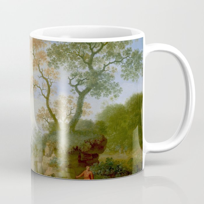 A Landscape with Distant Classical Ruins, a Bridge, Figures, and Cattle Coffee Mug Gallery Image 1