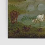 A Landscape with Distant Classical Ruins, a Bridge, Figures, and Cattle Poster Gallery Image 3