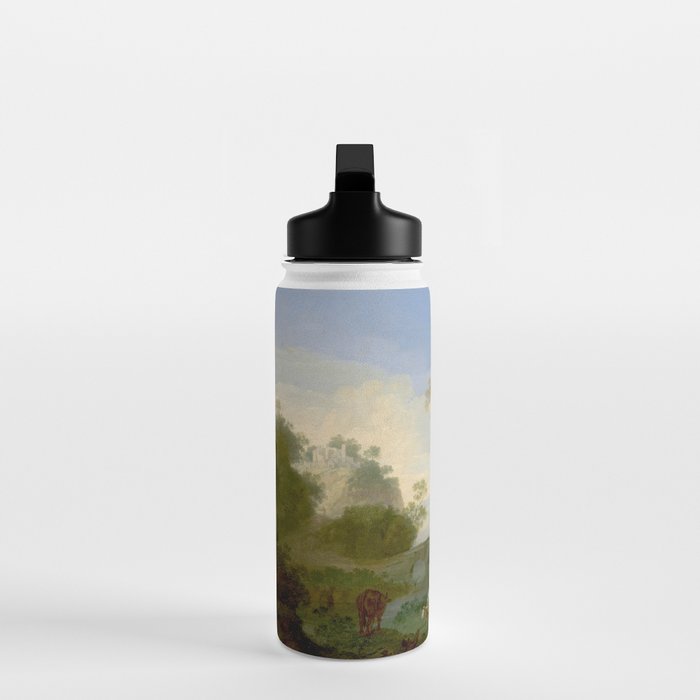 A Landscape with Distant Classical Ruins, a Bridge, Figures, and Cattle Water Bottle Gallery Image 3