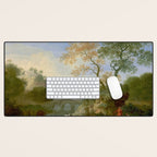 A Landscape with Distant Classical Ruins, a Bridge, Figures, and Cattle Desk Mat Gallery Image 1