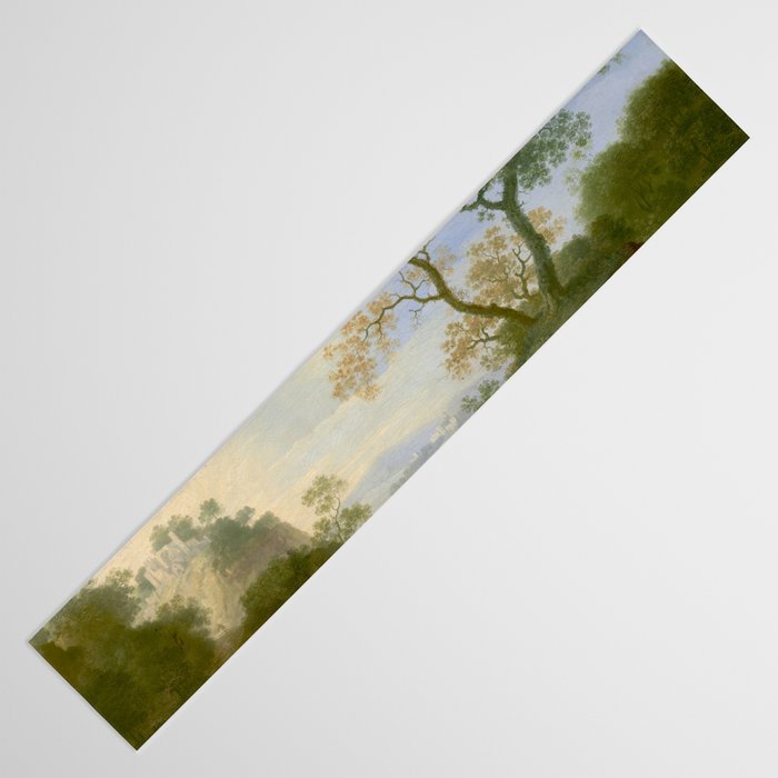 A Landscape with Distant Classical Ruins, a Bridge, Figures, and Cattle Table Runner Gallery Image 3