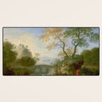 A Landscape with Distant Classical Ruins, a Bridge, Figures, and Cattle Desk Mat Gallery Image 3