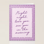 Night Night Love You See You In The Morning, Cute Bedroom Wall Decor Stationery Card Gallery Image 2