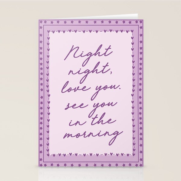 Night Night Love You See You In The Morning, Cute Bedroom Wall Decor Stationery Card Gallery Image 2