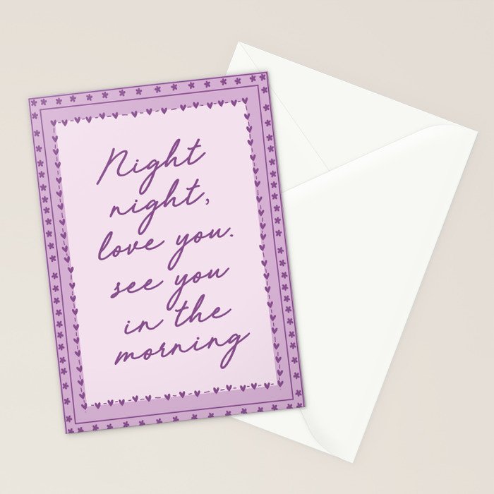 Night Night Love You See You In The Morning, Cute Bedroom Wall Decor Stationery Card Gallery Image 2