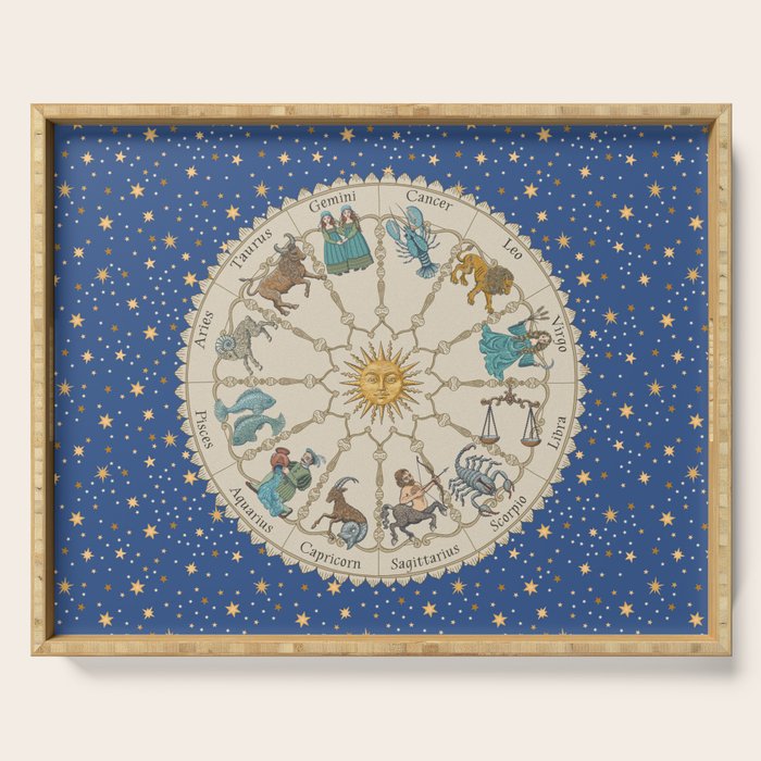 Vintage Astrology Zodiac Wheel Serving Tray Gallery Image 1