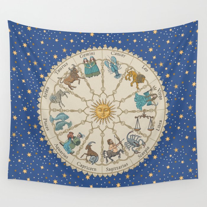 Vintage Astrology Zodiac Wheel Wall Tapestry Gallery Image 4