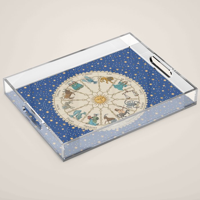 Vintage Astrology Zodiac Wheel Acrylic Tray Gallery Image 1
