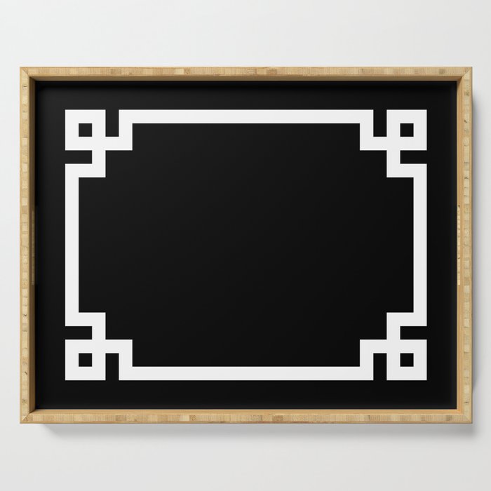 Black and White Greek Key Border Serving Tray Gallery Image 1