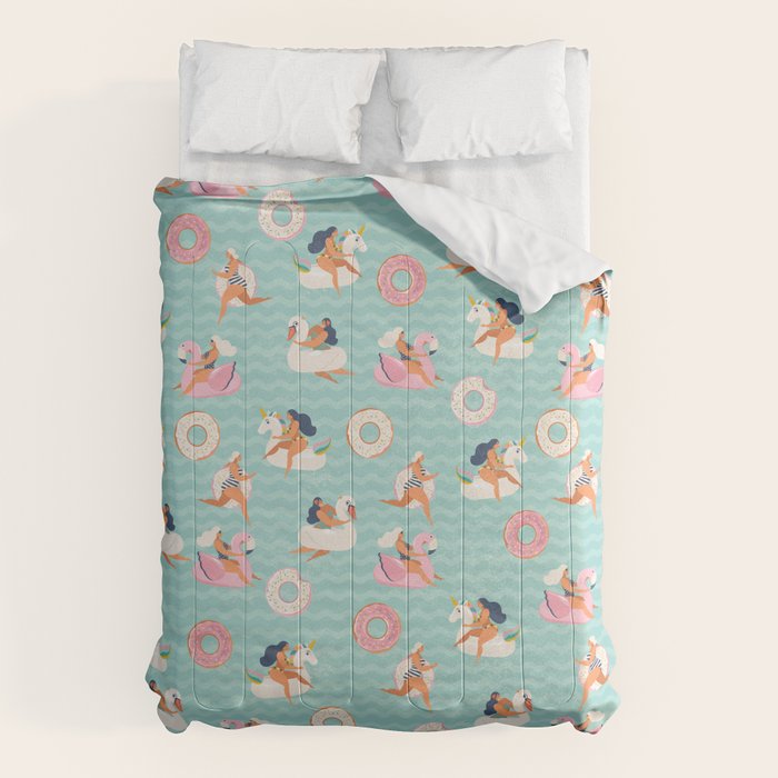Gils on inflatable in swimming pool floats. Comforter Gallery Image 6