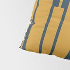 Geo Chain Dark Mustard and Navy Blue Geometric Block Stripes Vertical Pattern Pillow Sham Gallery Image 4