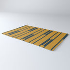 Geo Chain Dark Mustard and Navy Blue Geometric Block Stripes Vertical Pattern Rug Gallery Image 3