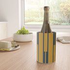 Geo Chain Dark Mustard and Navy Blue Geometric Block Stripes Vertical Pattern Wine Chiller Gallery Image 4