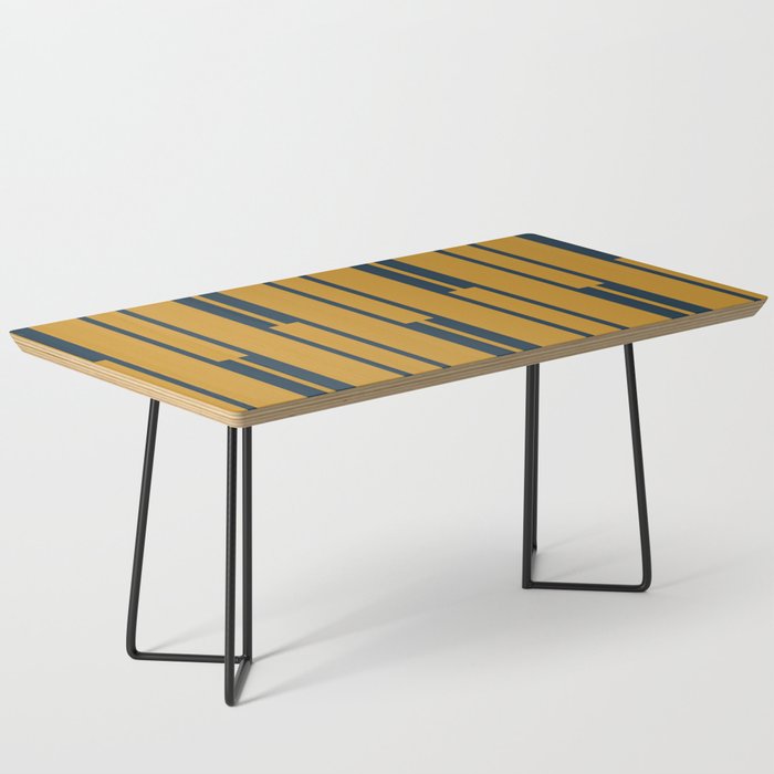 Geo Chain Dark Mustard and Navy Blue Geometric Block Stripes Vertical Pattern Coffee Table Gallery Image 1
