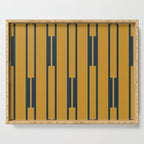 Geo Chain Dark Mustard and Navy Blue Geometric Block Stripes Vertical Pattern Serving Tray Gallery Image 1
