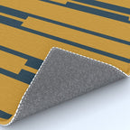 Geo Chain Dark Mustard and Navy Blue Geometric Block Stripes Vertical Pattern Rug Gallery Image 4