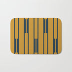 Geo Chain Dark Mustard and Navy Blue Geometric Block Stripes Vertical Pattern Bath Mat Gallery Image 1