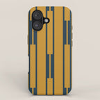 Geo Chain Dark Mustard and Navy Blue Geometric Block Stripes Vertical Pattern iPhone Case Gallery Image 1