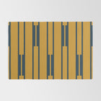 Geo Chain Dark Mustard and Navy Blue Geometric Block Stripes Vertical Pattern Rug Gallery Image 2