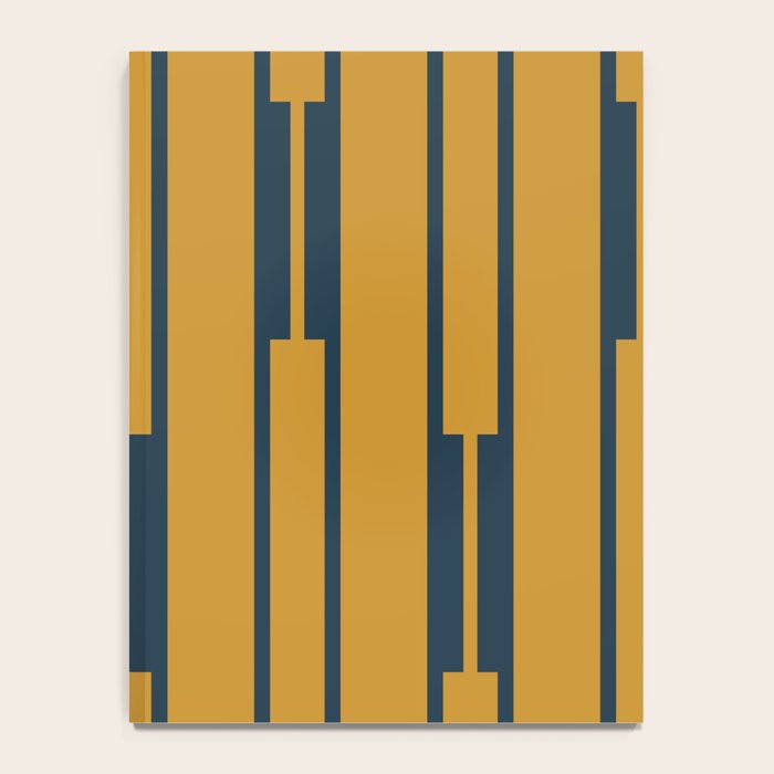 Geo Chain Dark Mustard and Navy Blue Geometric Block Stripes Vertical Pattern Notebook Gallery Image 4