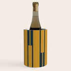 Geo Chain Dark Mustard and Navy Blue Geometric Block Stripes Vertical Pattern Wine Chiller Gallery Image 3